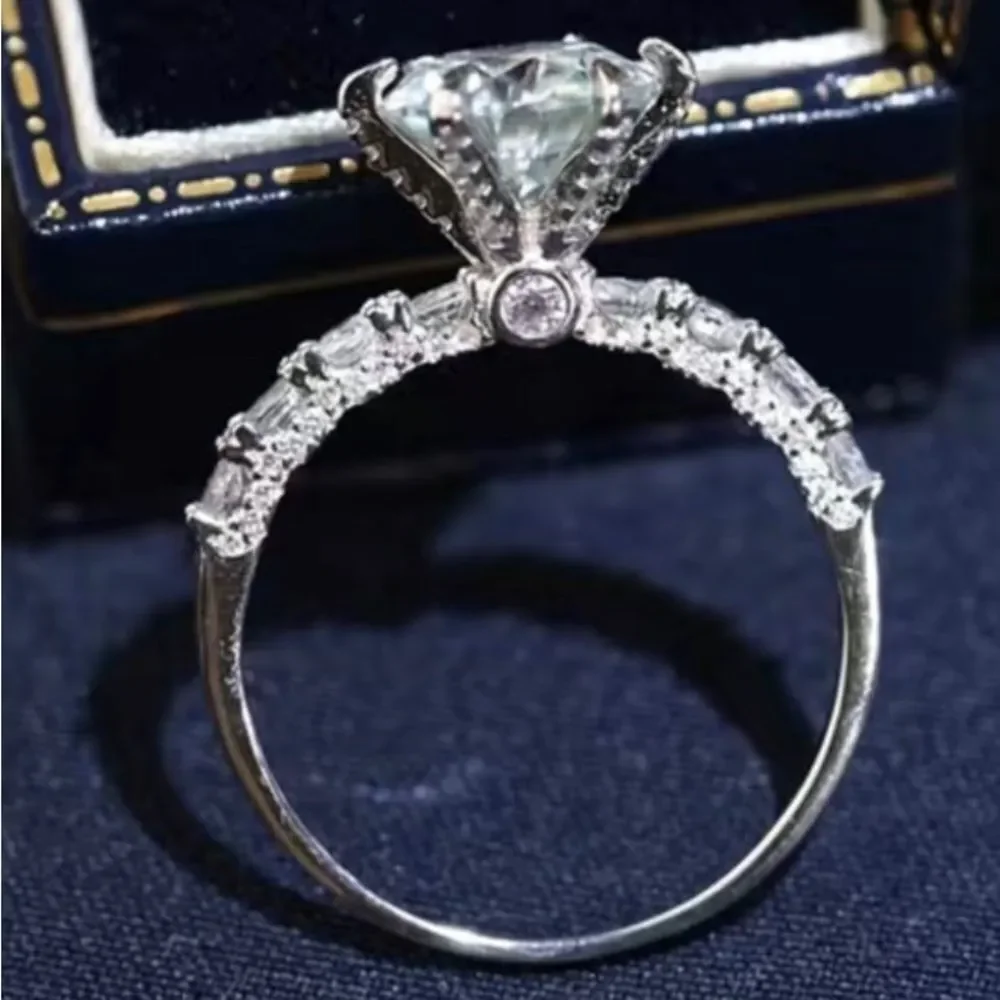 NEW! MAJESTIC 925 Sterling Silver Engagement Ring with 3ct Moissanite